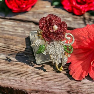Red Flower Ring for Women