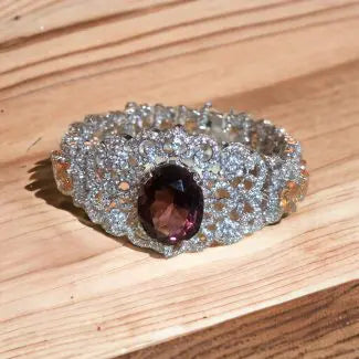 Silver Bracelet with Purple Stone