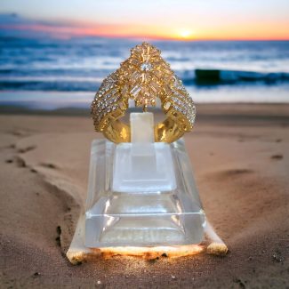 Rose Gold Ring with Round Cut Rhine stones