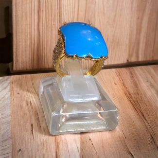 Yellow Gold Ring with Blue Larimar