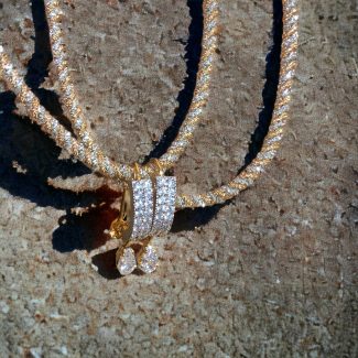 Flowy Top and Earrings for Women in Gold and White