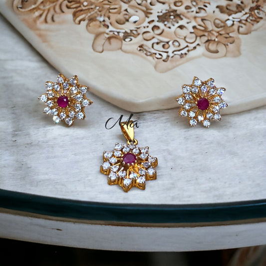 Chandi Gold-Plated Locket with Ruby Zircon