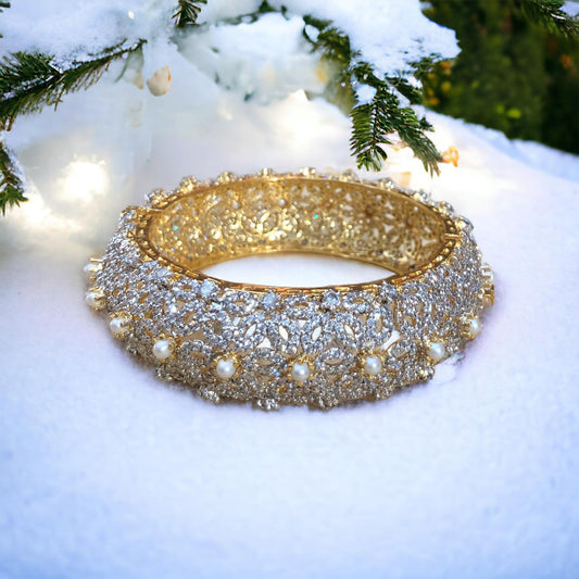 Chandi Gold-Plated Bangles with White Rhodium