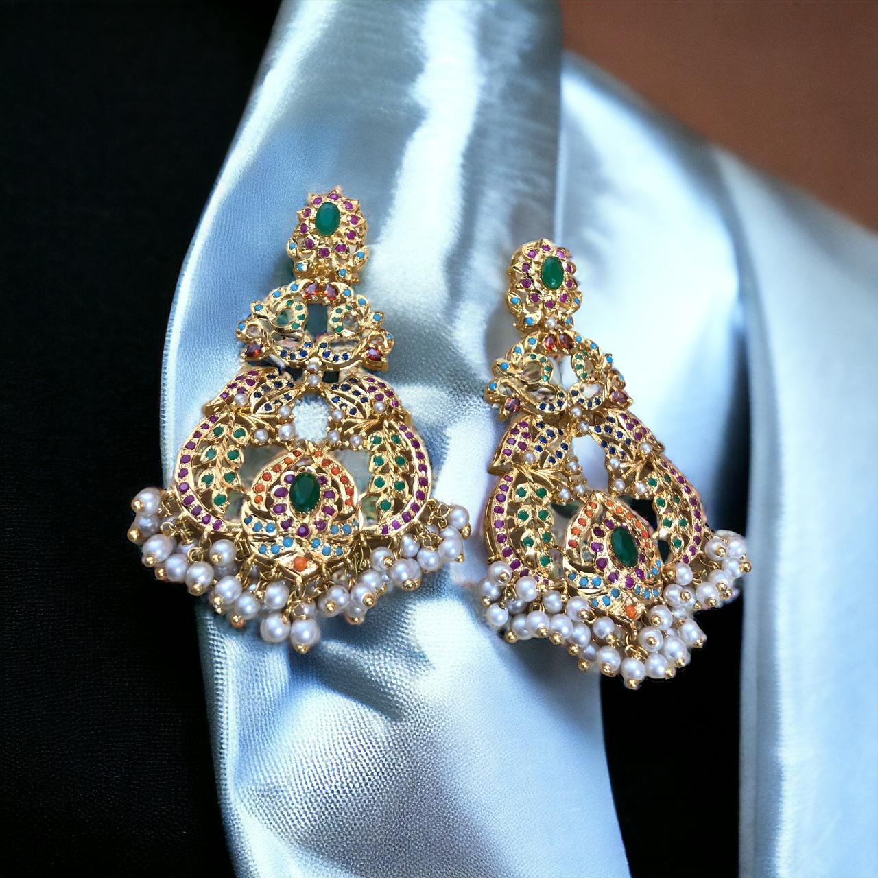 Chandi Gold-Plated Earrings with Imported Zercon