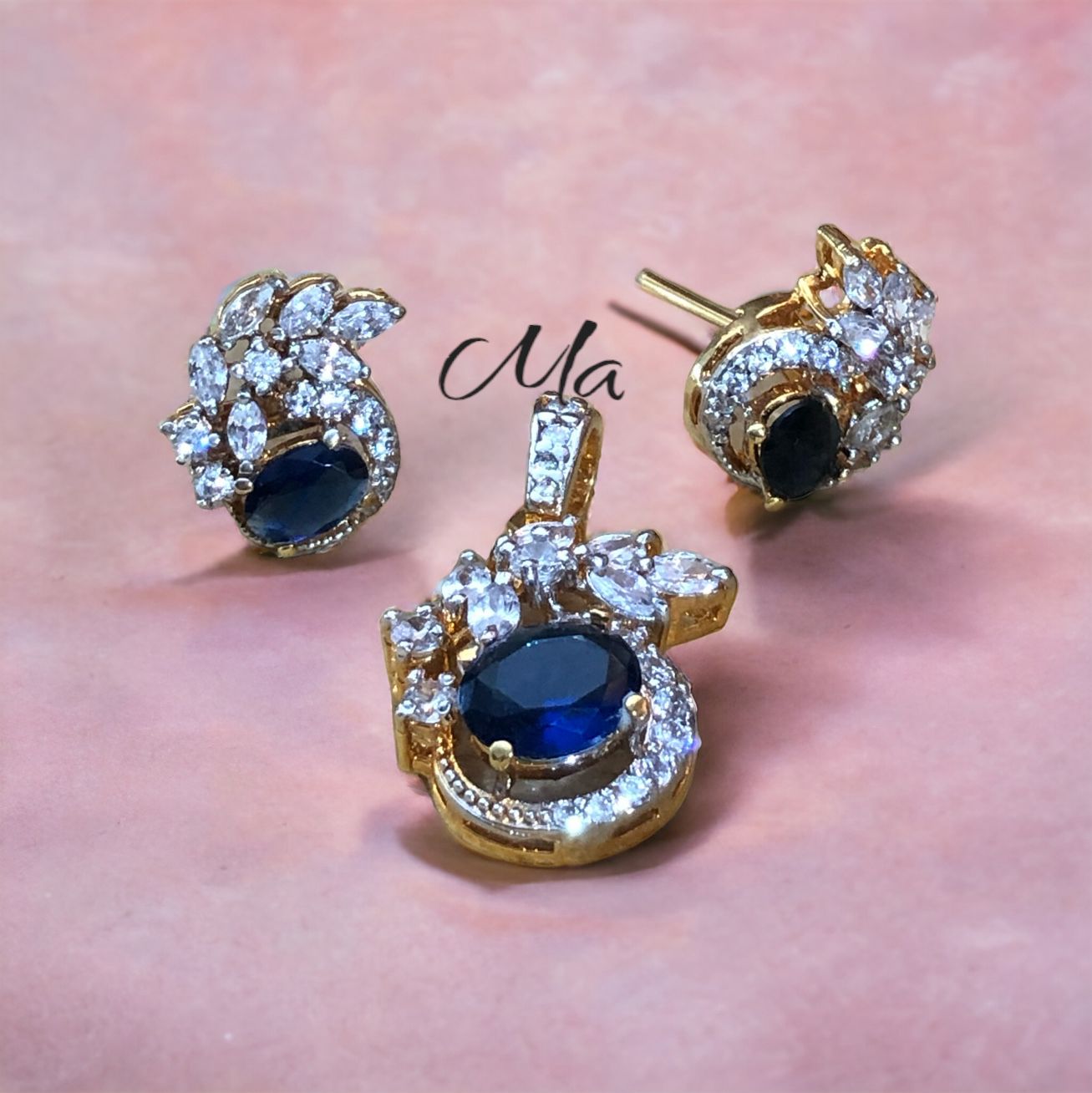 Chandi's Gold-Plated Zircon with Sapphire