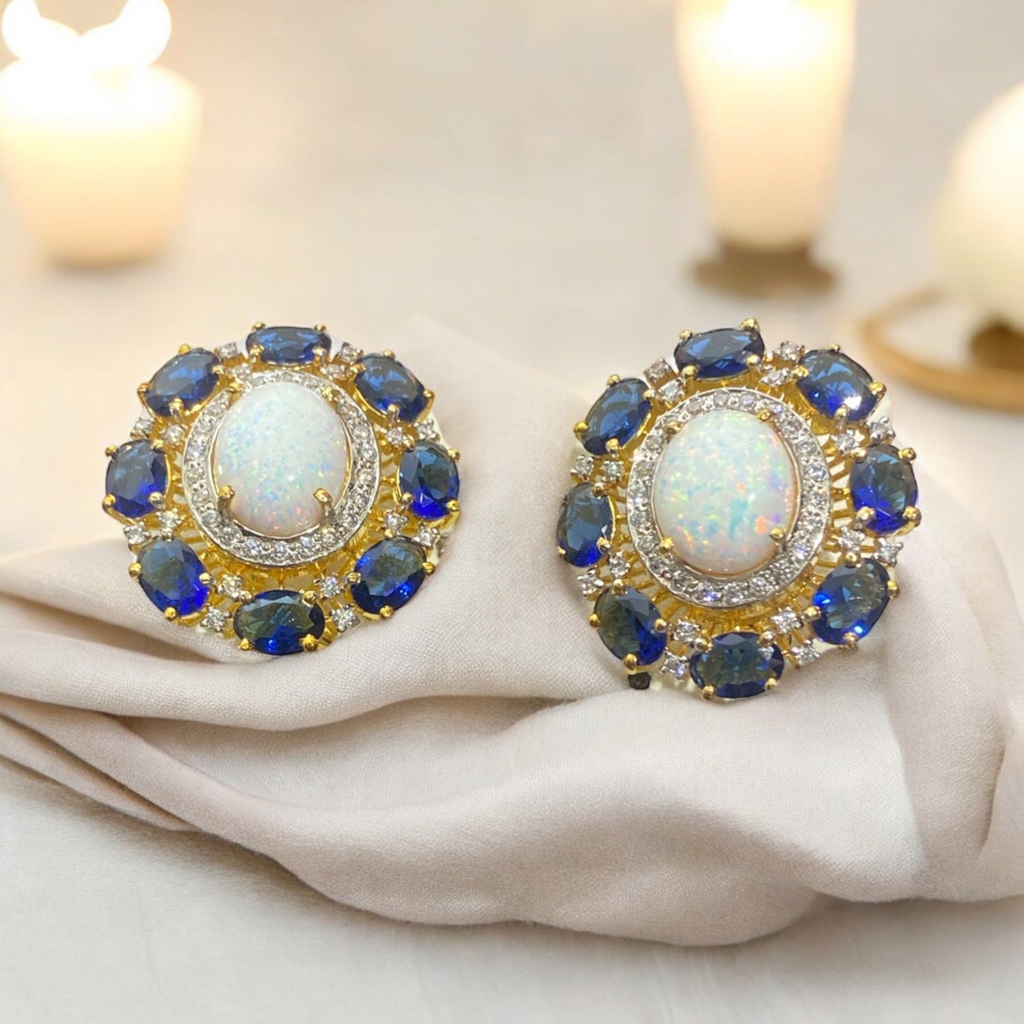 Pure Chandi With Synthetic Stones Earring Tops