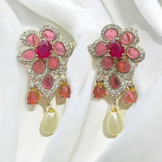 Gold Pave & Ruby Giant Earrings