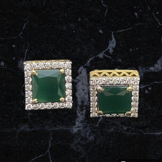 Green and Gold Emerald Stud Earrings