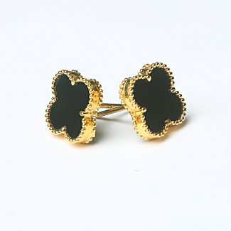 Van Cleef & Arpels Pure Alhambra Earstuds in Yellow Gold and Onyx