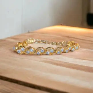 Gold Bracelet With Silver Beads