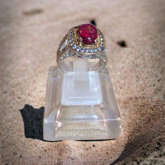 Engagement Ring with Red Accent