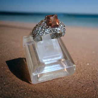 Silver Polish Ring with Brown Stone